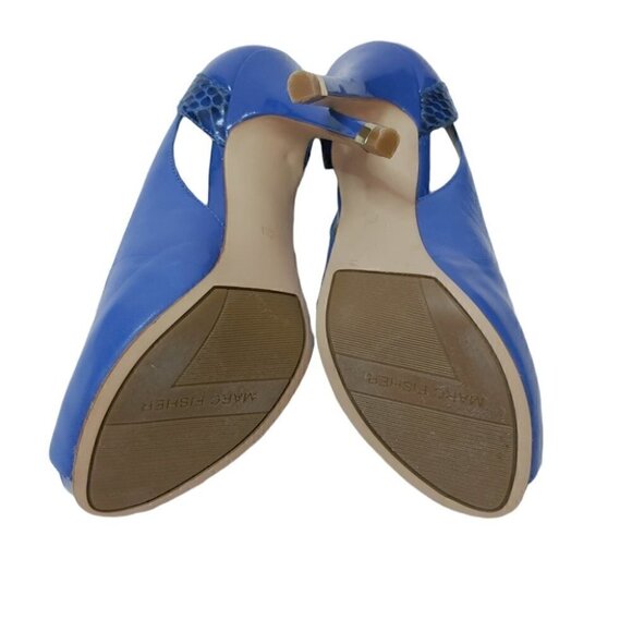 MARC FISHER Blue leather peep toe pumps - Picture 5 of 9